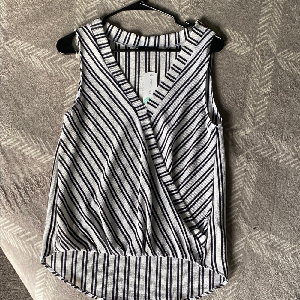 Striped Black and White Sleeveless Top